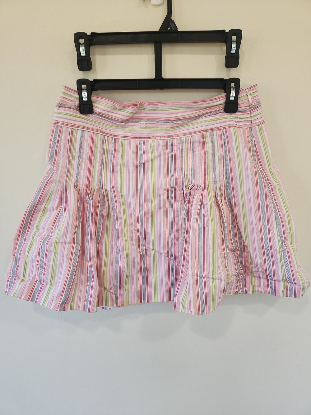 J.CREW Pleated & Lined Ruffle Skirt Striped Y2k Pink size 8